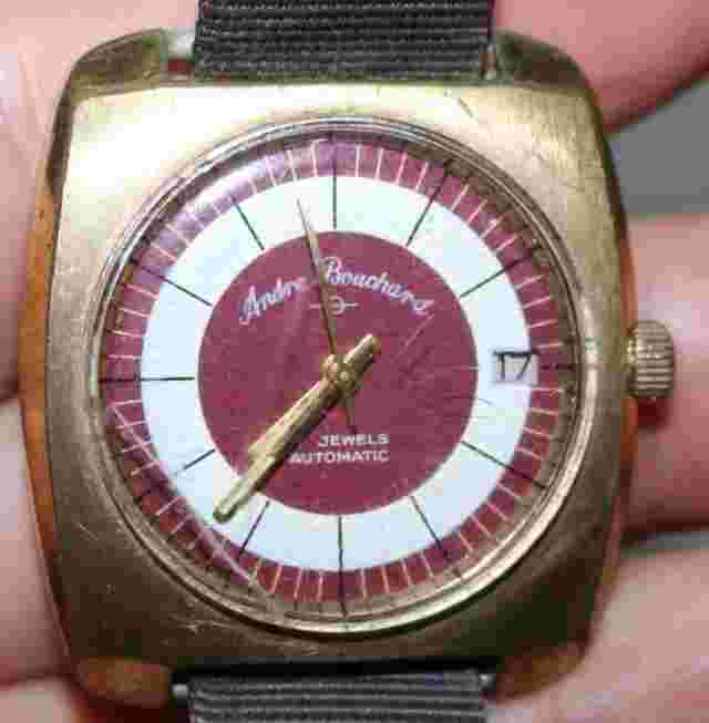 VINTAGE ANDRE BOUCHARD 17 JEWELS MENS WATCH AUTOMATIC RUNNING