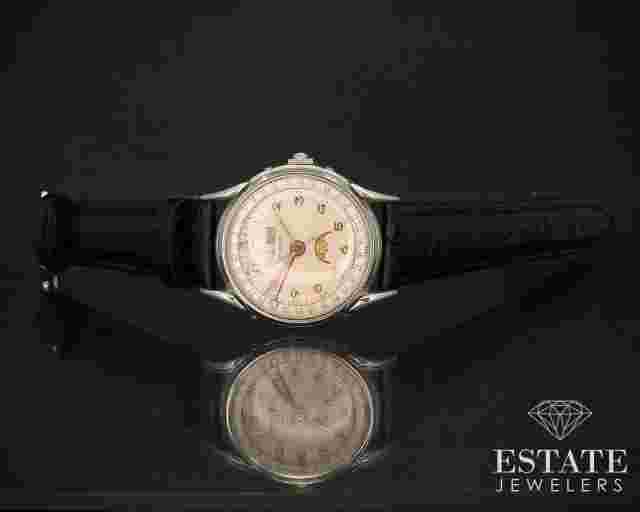 Vintage Helbros Triple Calendar Moonphase Cal. 211 Stainless Mens Watch i16354