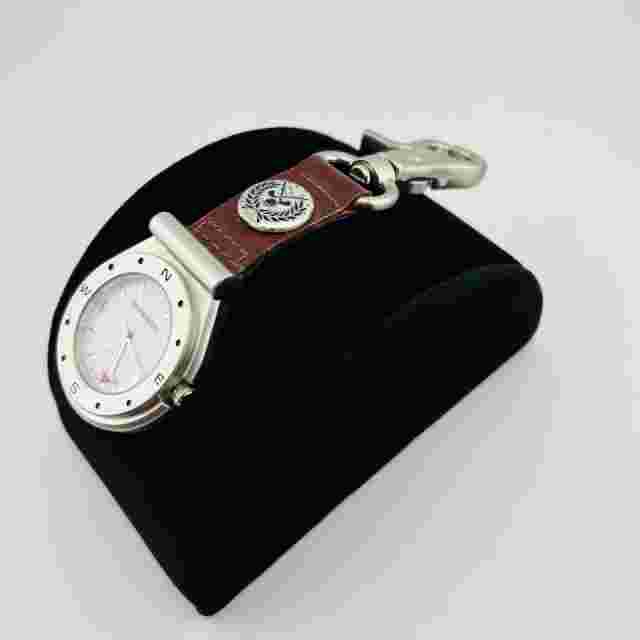 Infinity Carabiner Pocket Watch 42mm Silver Tone Golf Ball Dial (Needs Battery)