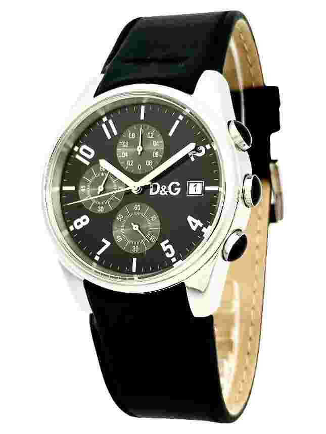 D&G DW3719770097  Unisex Sandpiper Chronograph Black Leather Black Dial Watch