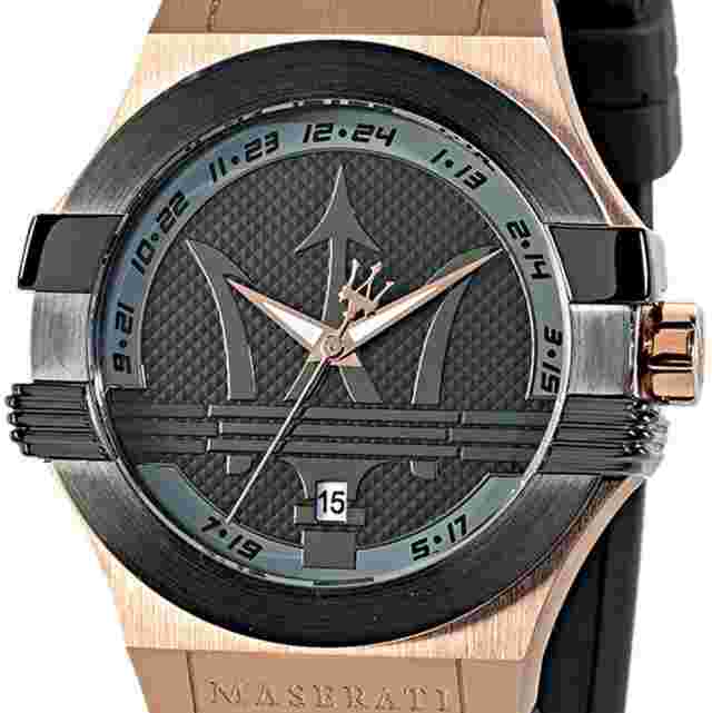 Maserati Potenza MAW0001GSK rose gold black Silicone Men's Watch NEW