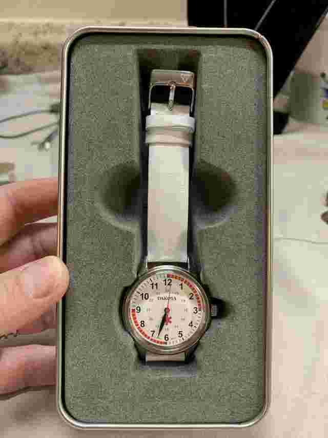 Dakota Nurses Watch White Leather Band