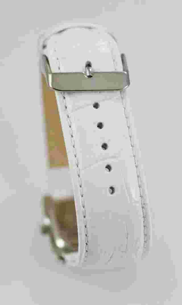 LEI Watch Womens Red Stainless Steel Silver Water Res Batt White Leather Quartz