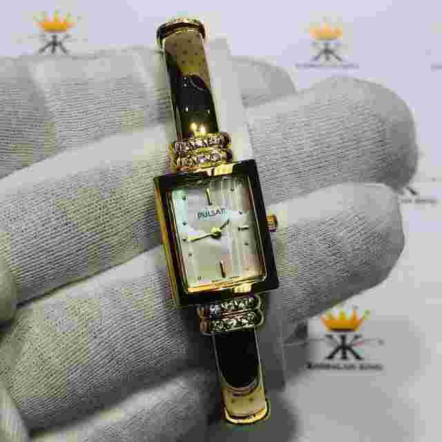Pulsar Gold Tone Mother of Pearl Rectangular Dial Quartz Women's Watch Gift
