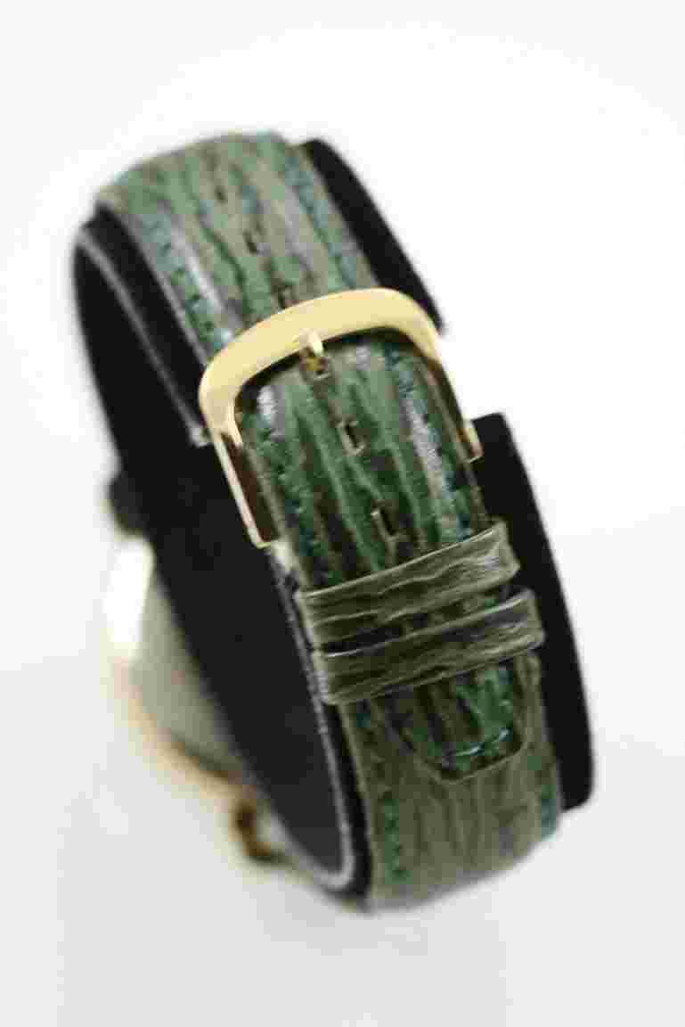 LA Express Watch Men Stainless Steel Gold Leather Green Battery White Quartz