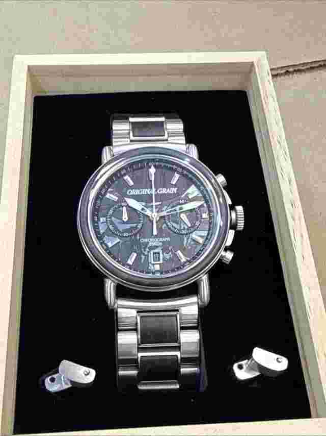 BRAND NEW Original Grain Forest Fire Ember Chrono 44mm Stainless Steel Watch