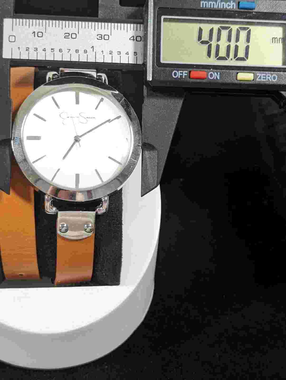 Jessica Simpson Silver Tone Dial Round Case Brown Leather Wrap Band Watch