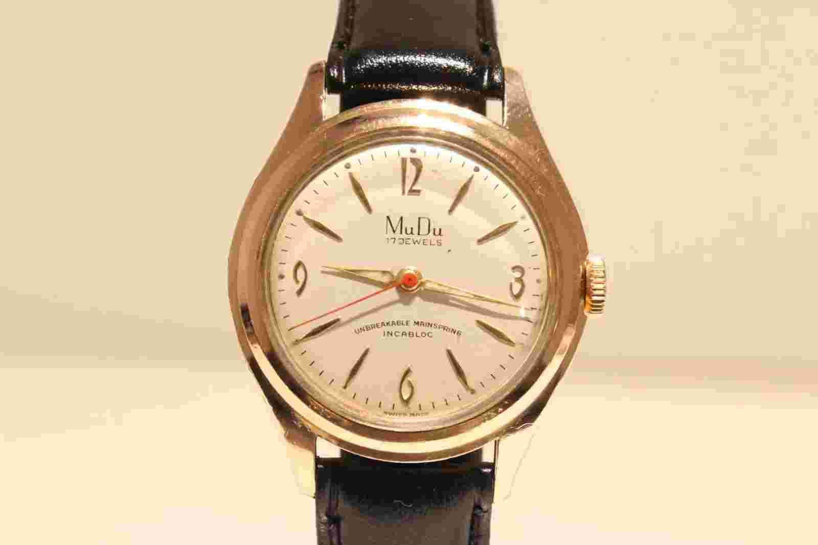 VINTAGE CLASSIC GOLD PLATED SWISS MEN'S MECHANICAL 32mm WATCH "MuDu" 17J