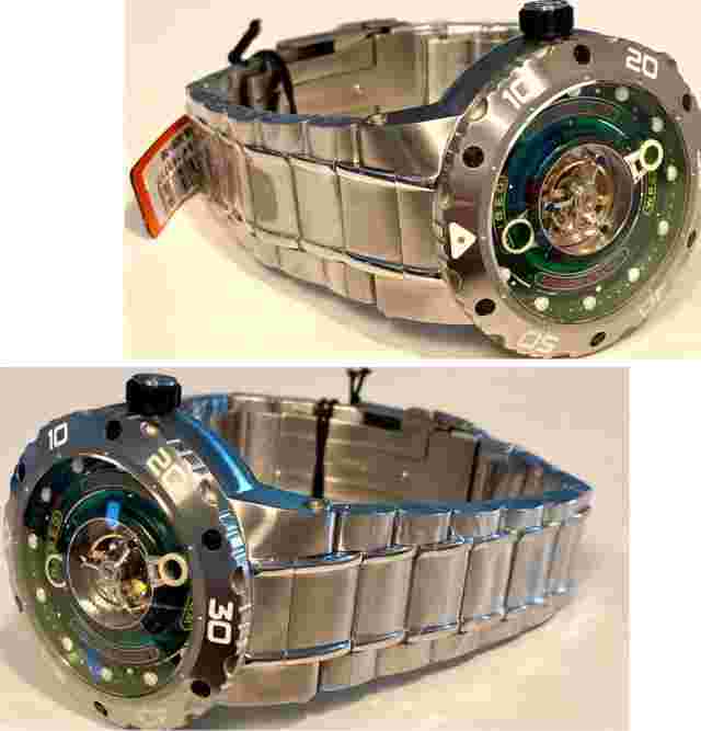 50mm Auto Central TOURBILLON Green Dial LE#21/30 NUBEO Silvertn Bracelet Watch