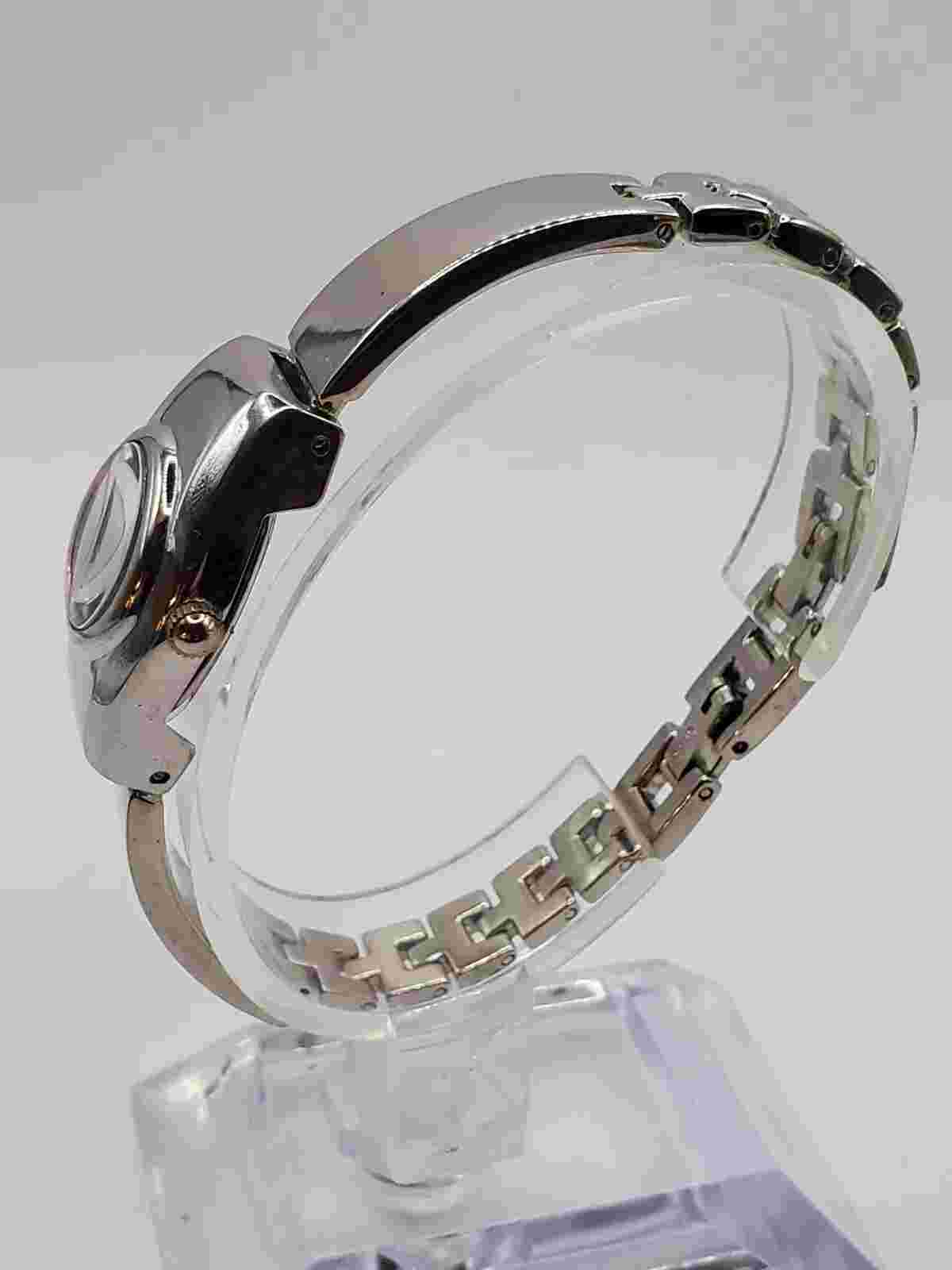 LEI Ladies Pink Face Quartz Watch 16mm Round Silver Tone Metal Band