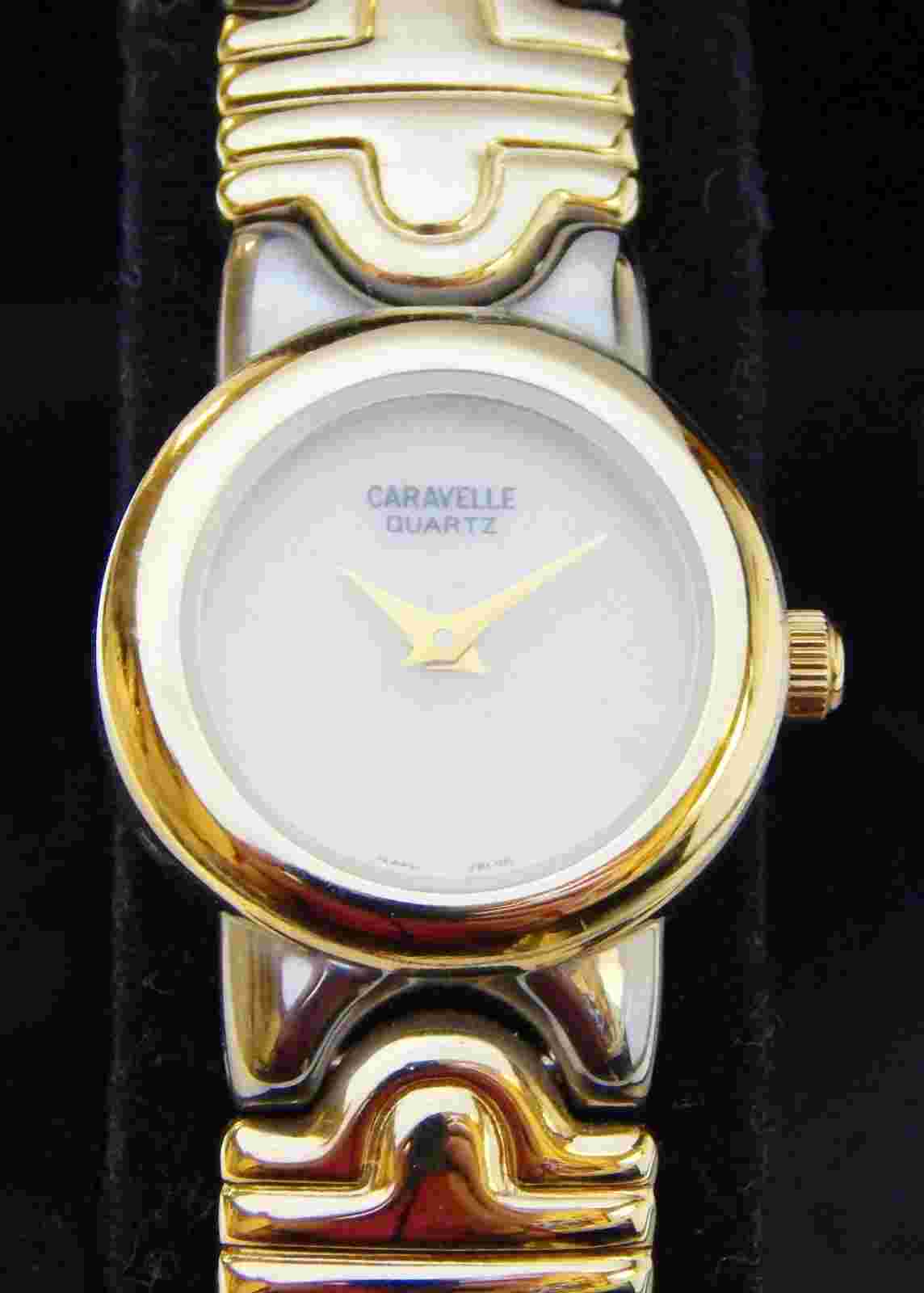 Caravelle by Bulova Two Tone Stainless Steel MOP 46L20 Watch Mother of Pearl