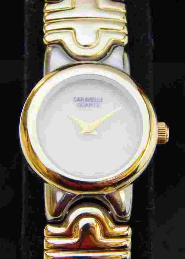 Caravelle by Bulova Two Tone Stainless Steel MOP 46L20 Watch Mother of Pearl
