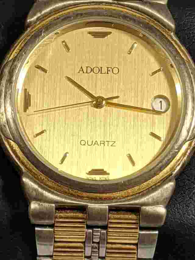 Vintage Adolfo Two Tone Date Indicator Silver/Gold Tone Watch 7 Inch
