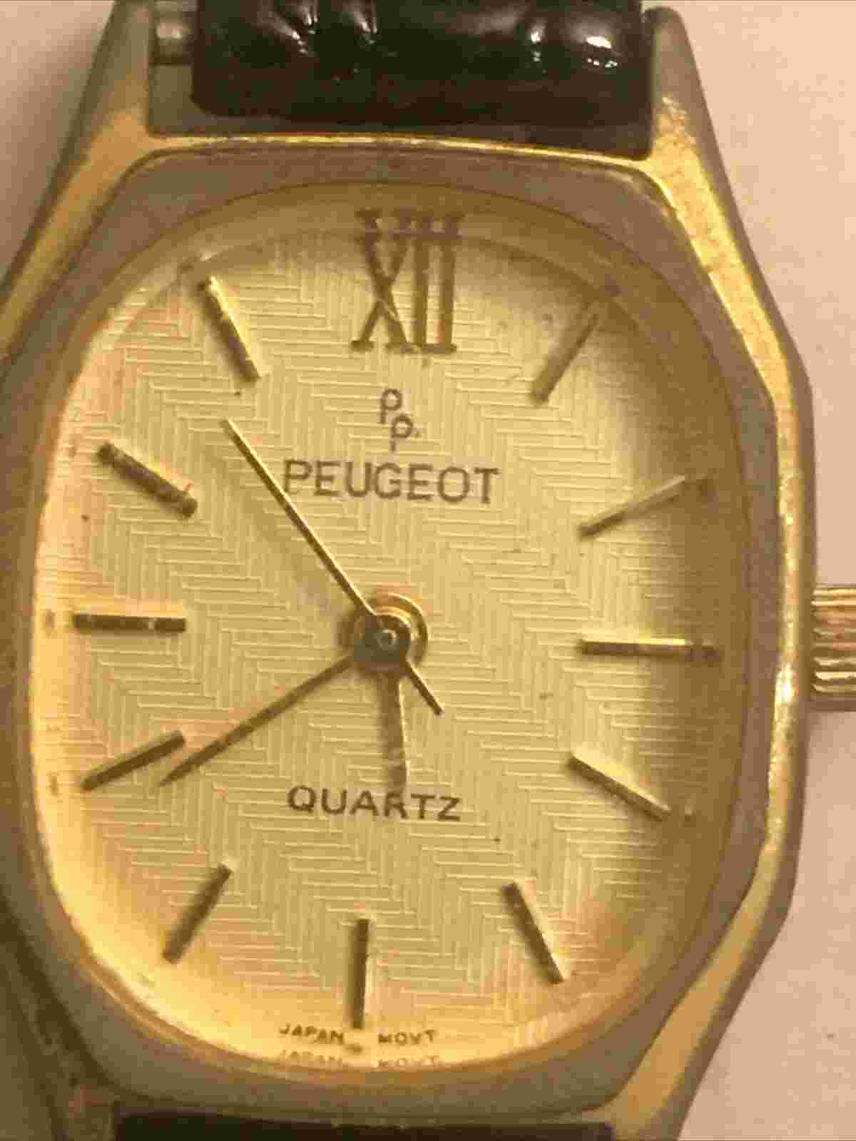 Peugeot Watch 10  Genuine Black Leather Women's
