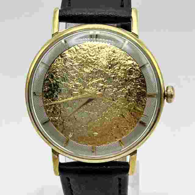Royal Orient Vintage Hand-Wind Watch, Gold Dial, Black Strap, 1960s