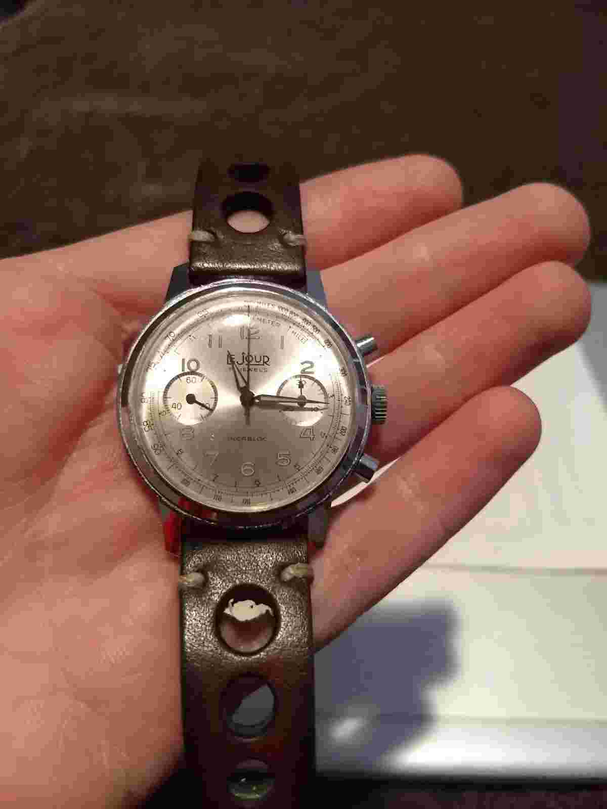 LeJOUR 17j 1950's VENUS 188, Manual Wind Chronograph