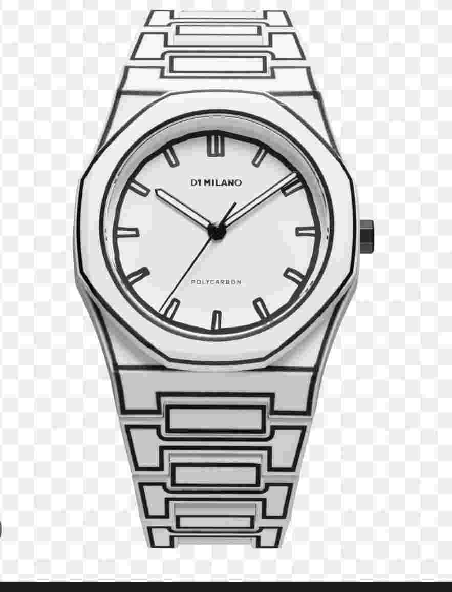 D1 Milano Polycarbon White Sketch Watch 40.5mm (w Box And Papers)
