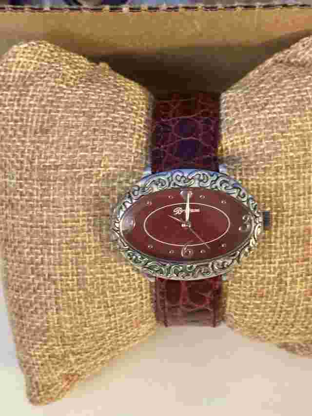 Brighton Deauville Red Leather Croc Wrist Watch Japan Movement NWOTS New Bat