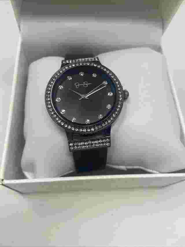 Jessica Simpson Ladies Rhinestone Black Watch JS0026GU NEW No Battery