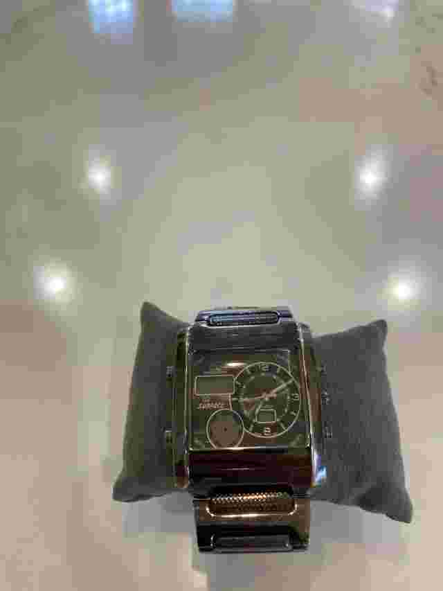 Chronograph Mens Vintage Watch Gun Metal Case / Bracelet New Battery 1/2 Works