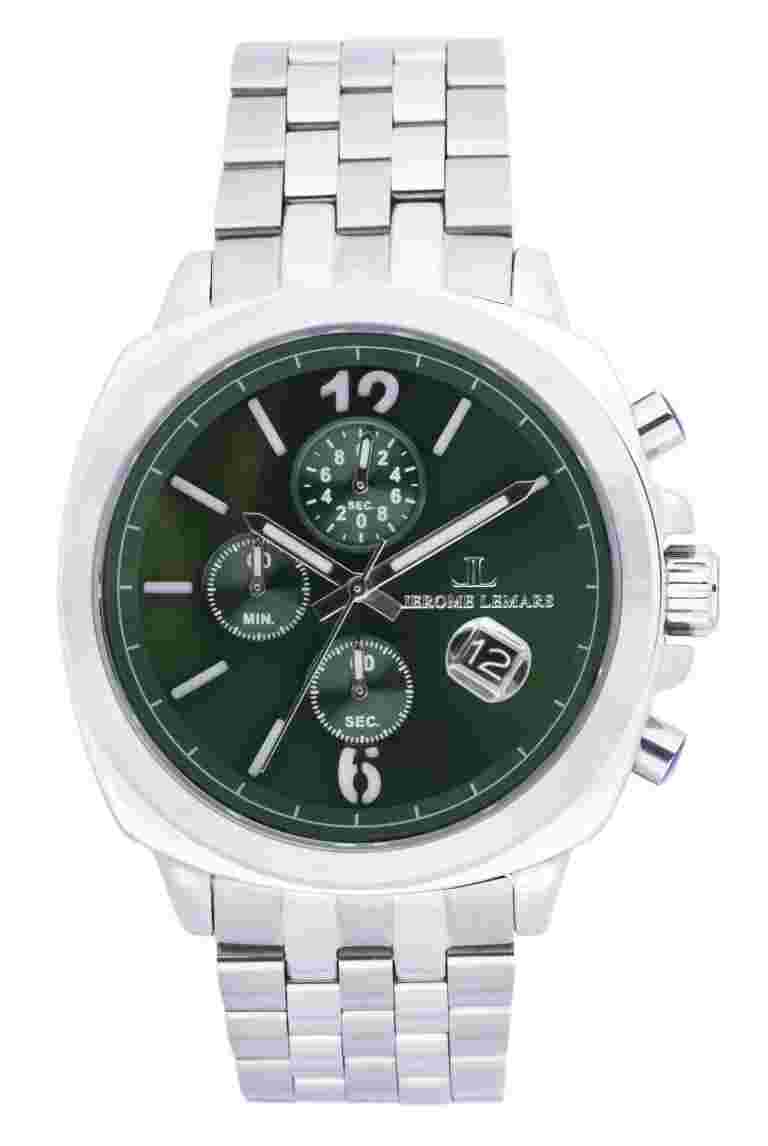 JEROME LEMARS -"New"   Green Dial, bracelet. Leather Strap included in box set