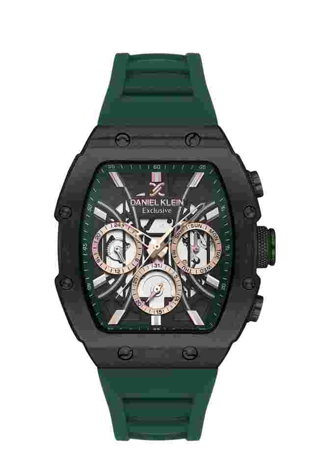 Daniel Klein Exclusive Men Black/Green Rubber Watch