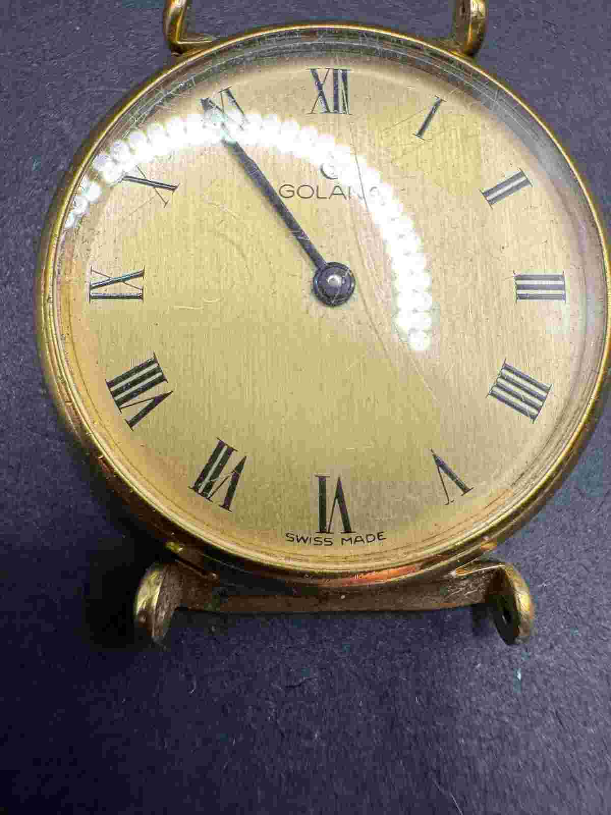 Golana Swiss Made Incabloc Gold Tone Stainless Steel Back For Parts/Repair