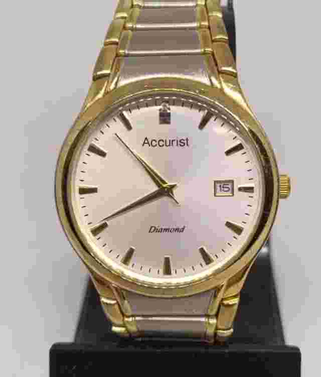 Accurist diamond Mens watch MB865DIA Stainless Steel with gold plated