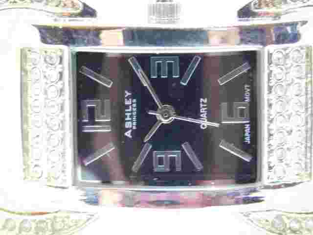 Ashley Princess Silver Tone Cuff Bracelet Quartz Analog Ladies Watch Sz. 6 1/2"