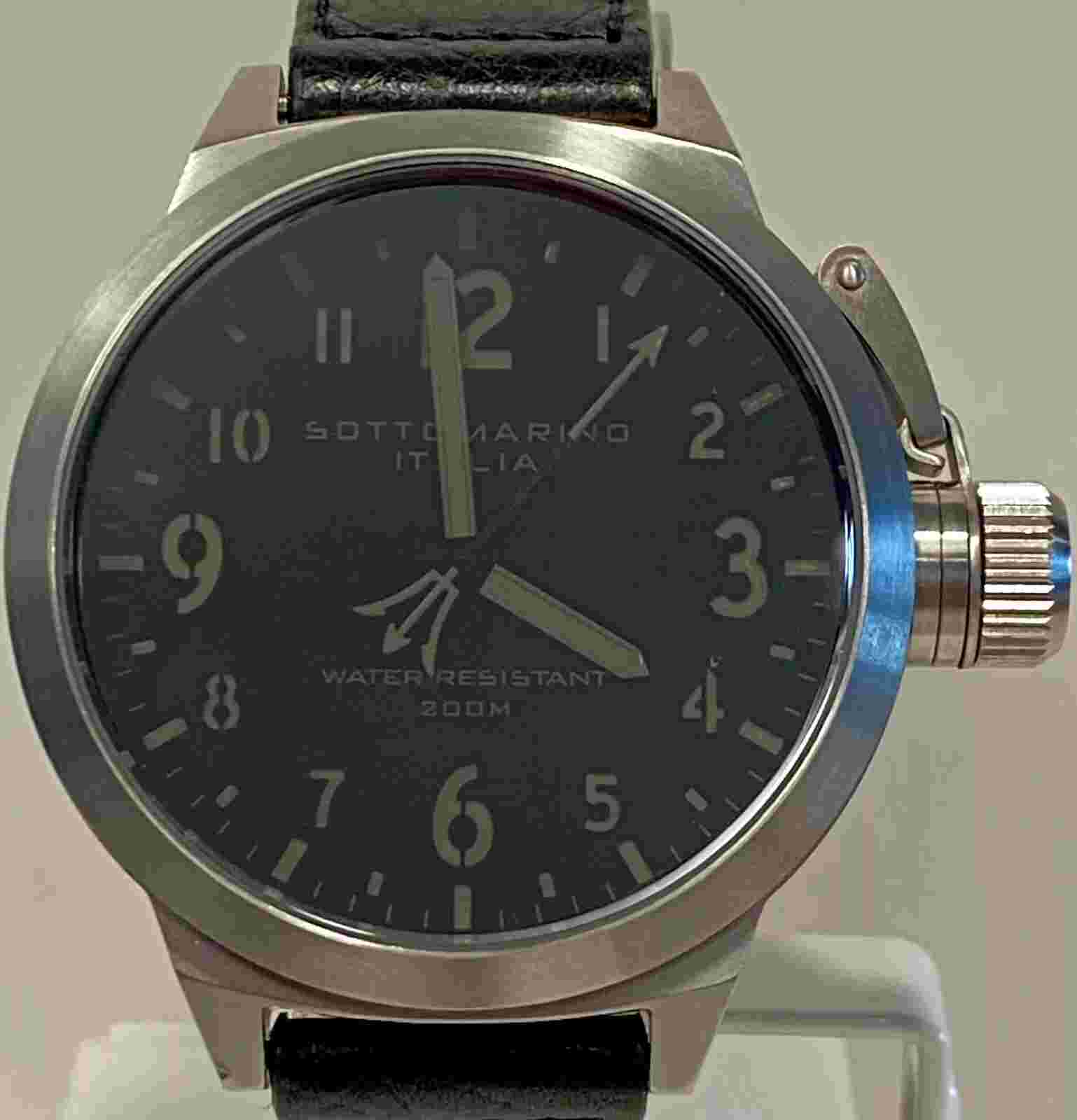 52mm Black Tinted SOTTOMARINO “Italia Russo” Silvertone/ Black Band Mens Watch