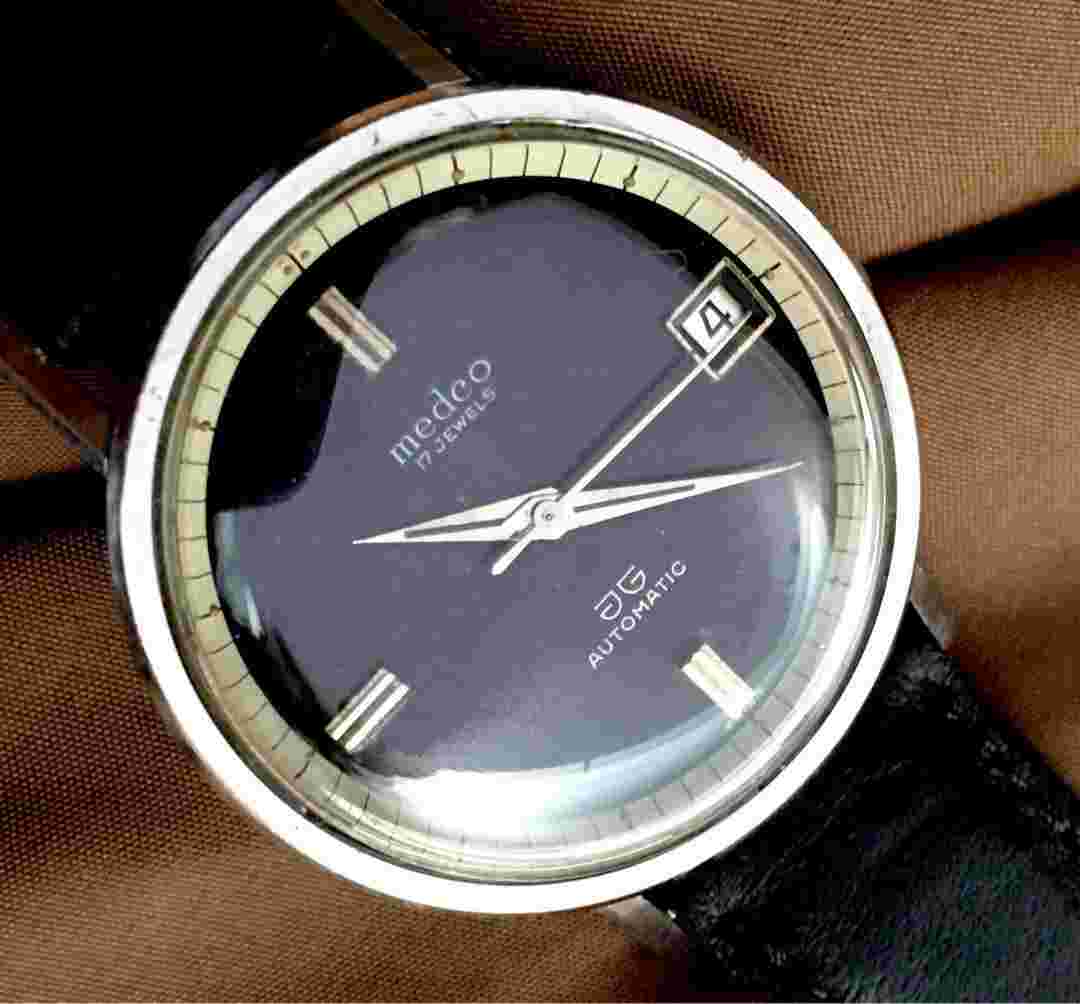 JAQUET GIRARD Medco Leather Belt Mechanical Wristwatch Made in Switzerland