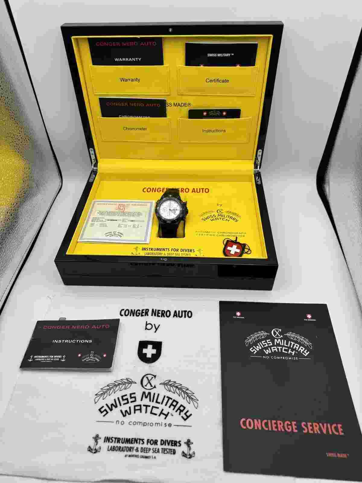CX Swiss Military Conger Nero Auto Chrono! LIMITED EDITION #76/100! *FULL SET!*