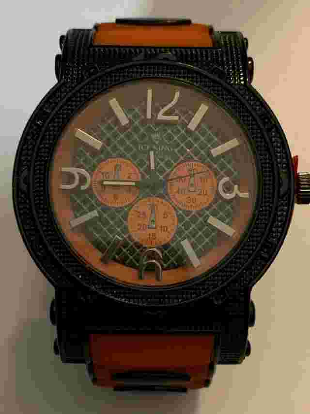 Ice King Quartz Mens Fashion Watch. New Battery. Orange Silicone Band.