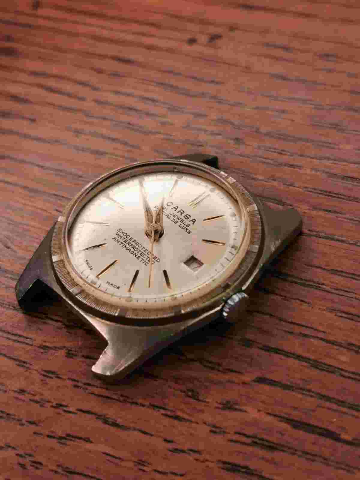 1960s Carsa, Ronda 7015, Mens Gold Plated Watch for Restoration / Parts #k755