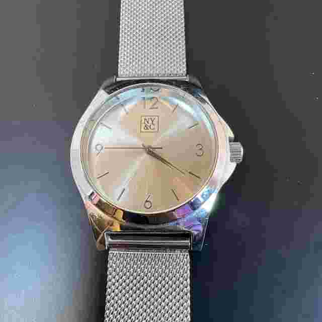 Ladies NY&C Stylish Round Silver Tone Mesh Band Analog Watch E1
