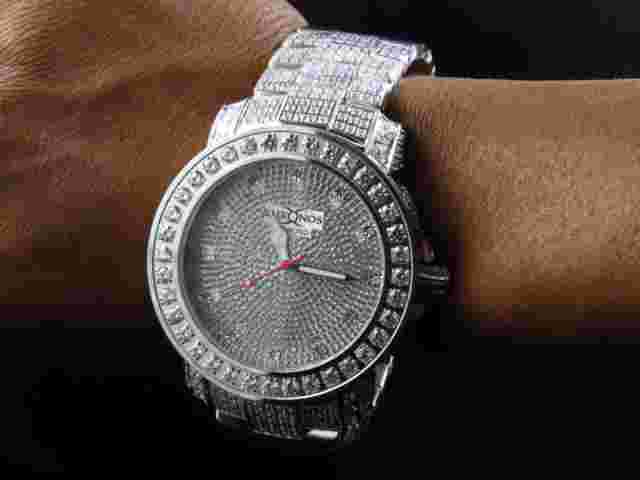 White Iced Bezel & Band Khronos Jojino Joe Rodeo Genuine Diamond Watch 50mm