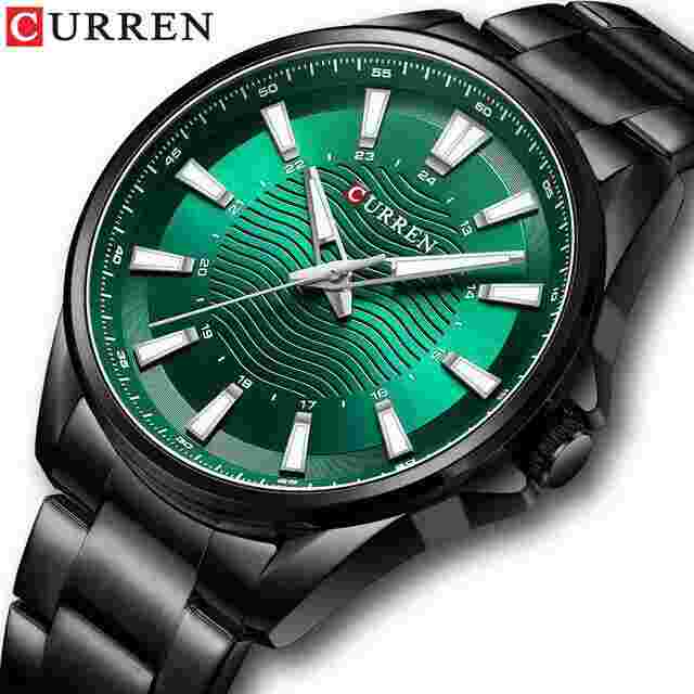 CURREN Men Brand Watch Steel Green Dial Boys Watches Male Business Wristwatch