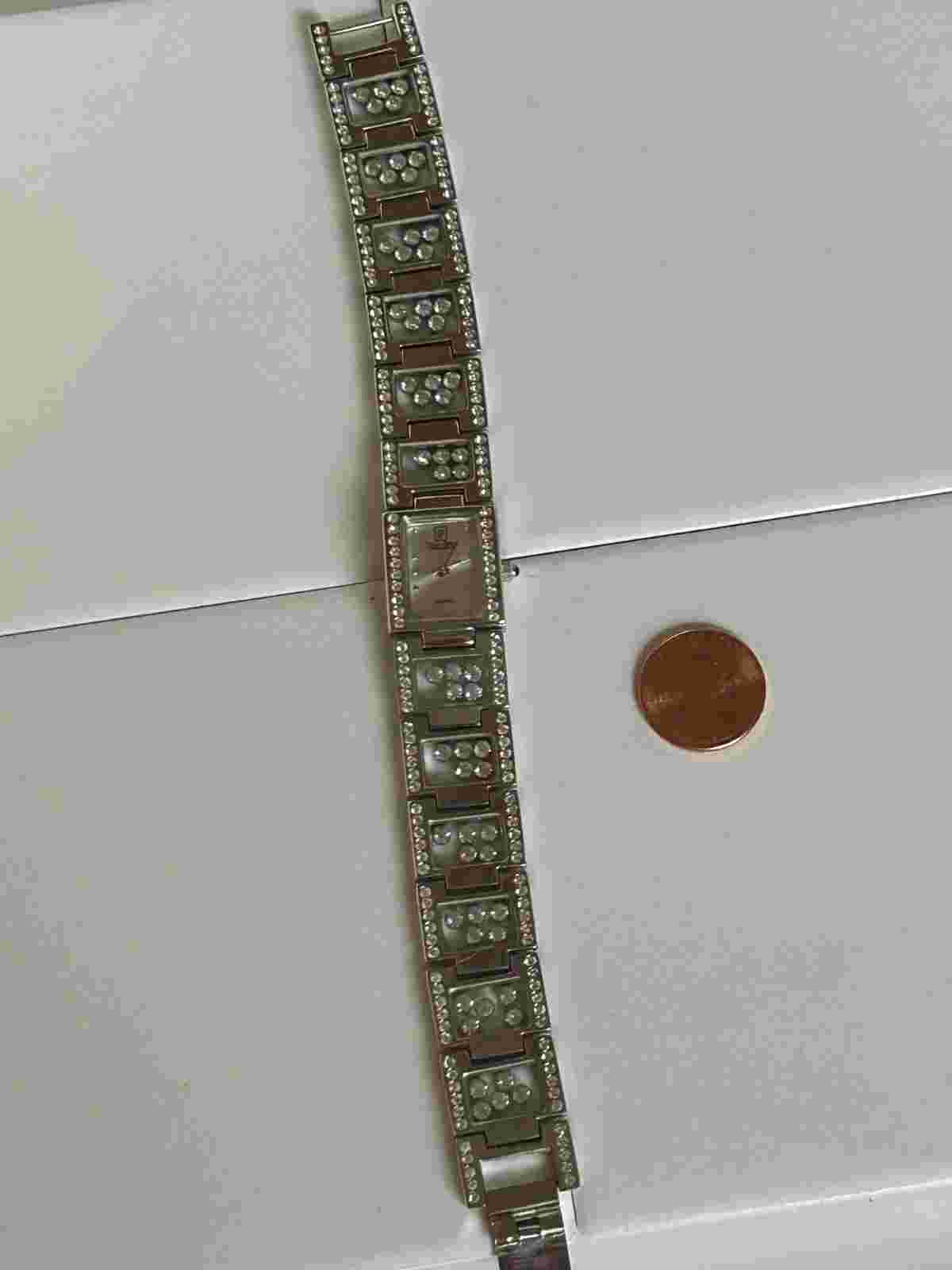 Victoria Wieck Square Watch With Clear Crystals AS IS Not Tested