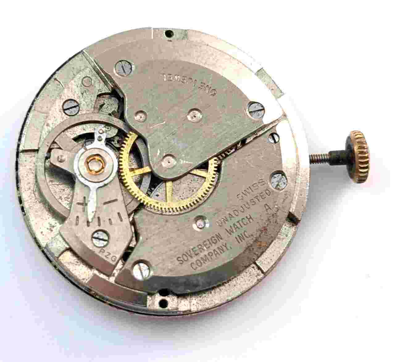 Vintage SOVEREIGN Shockprotected Calendar 27mm Swiss Watch Movement PARTS REPAIR