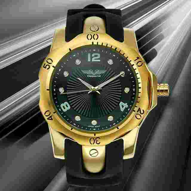 Deporte 9849 Men's Stainless Steel Gold And Black Watch