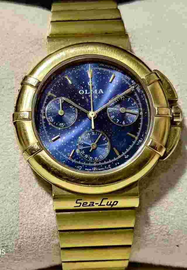 Vintage Olma Chronograph 39mm Quartz 11 Jewels Men's Wrist Watch IR95