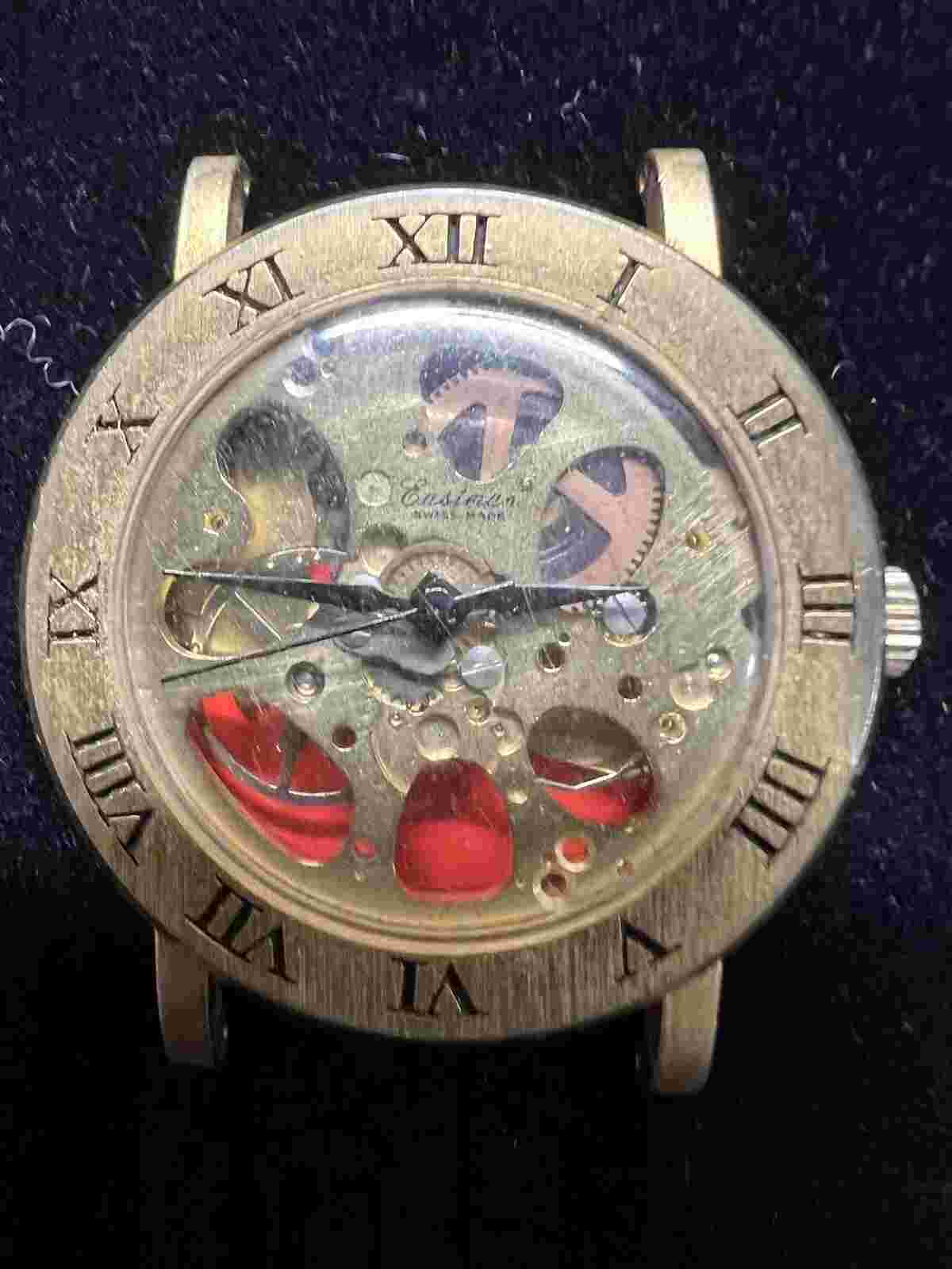 Vintage Eastman 34 MM Gold Tone Men’s Watch, Swiss Made, No Wristband