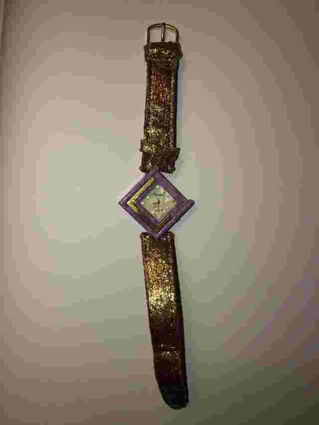 XANADU LADIES WATCH GOLD BAND/PURPLE/GOLD CASE QUARTZ TINYJEWELS FOR NUMBERS