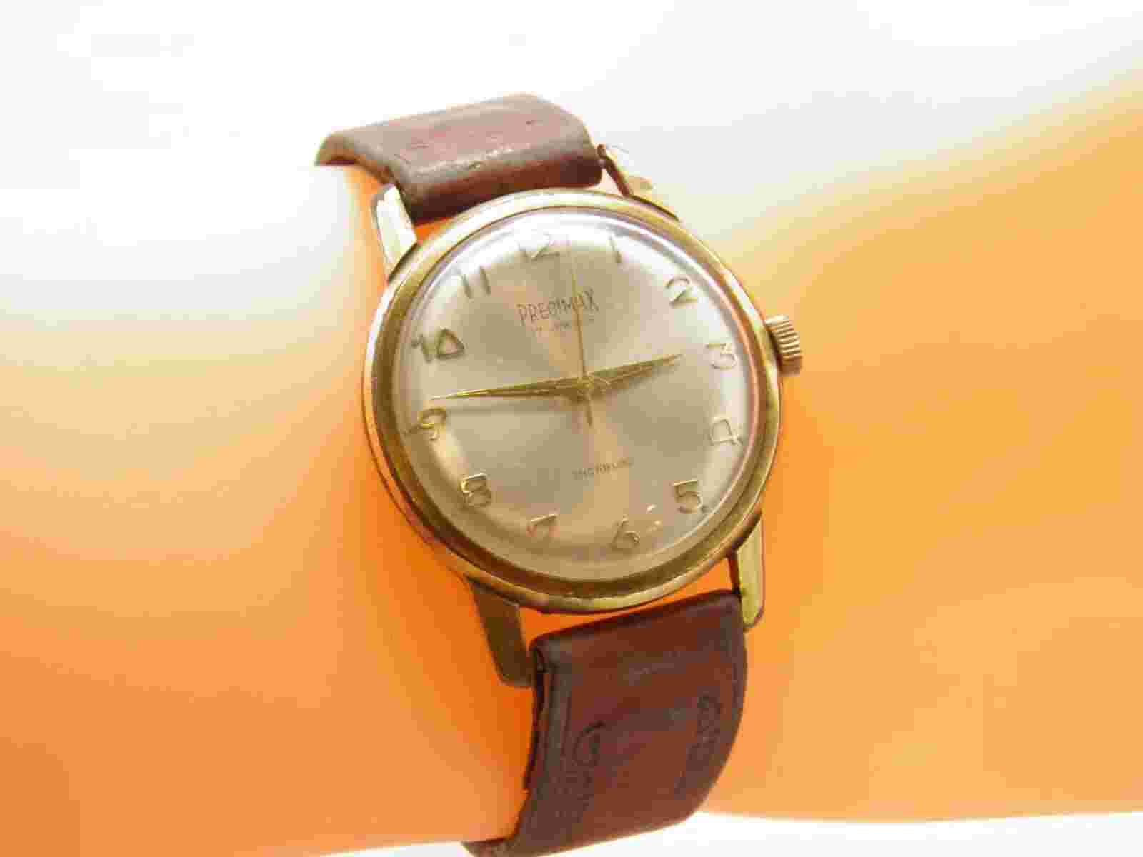 Vintage Precimax Gold Wristwatch 17 Jewels Swiss ETA c1950s Working Condition