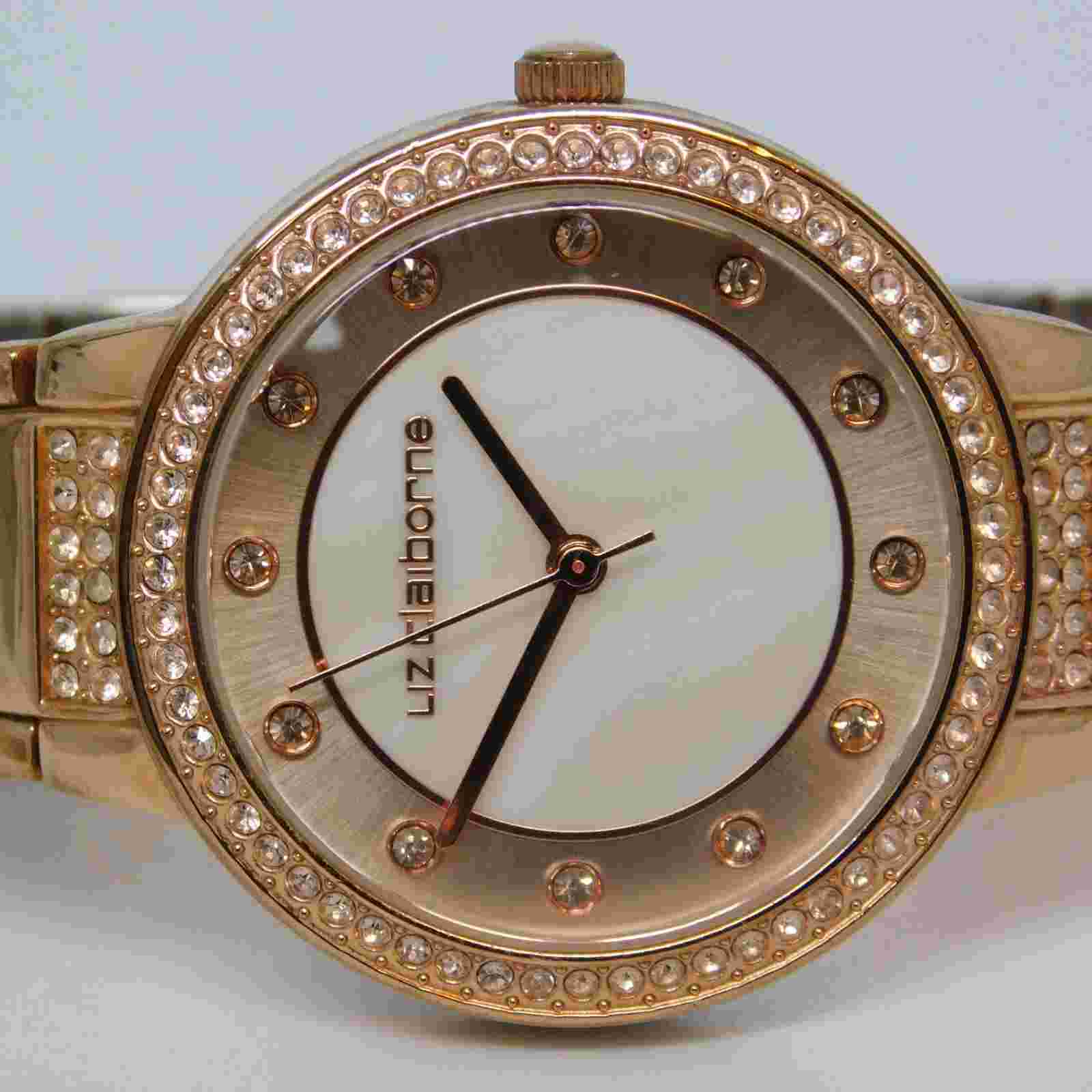 LIZ CLAIBORNE LC1284 Mother-of-Pearl Analog Women's Watch Sz. 6 1/4" New Battery