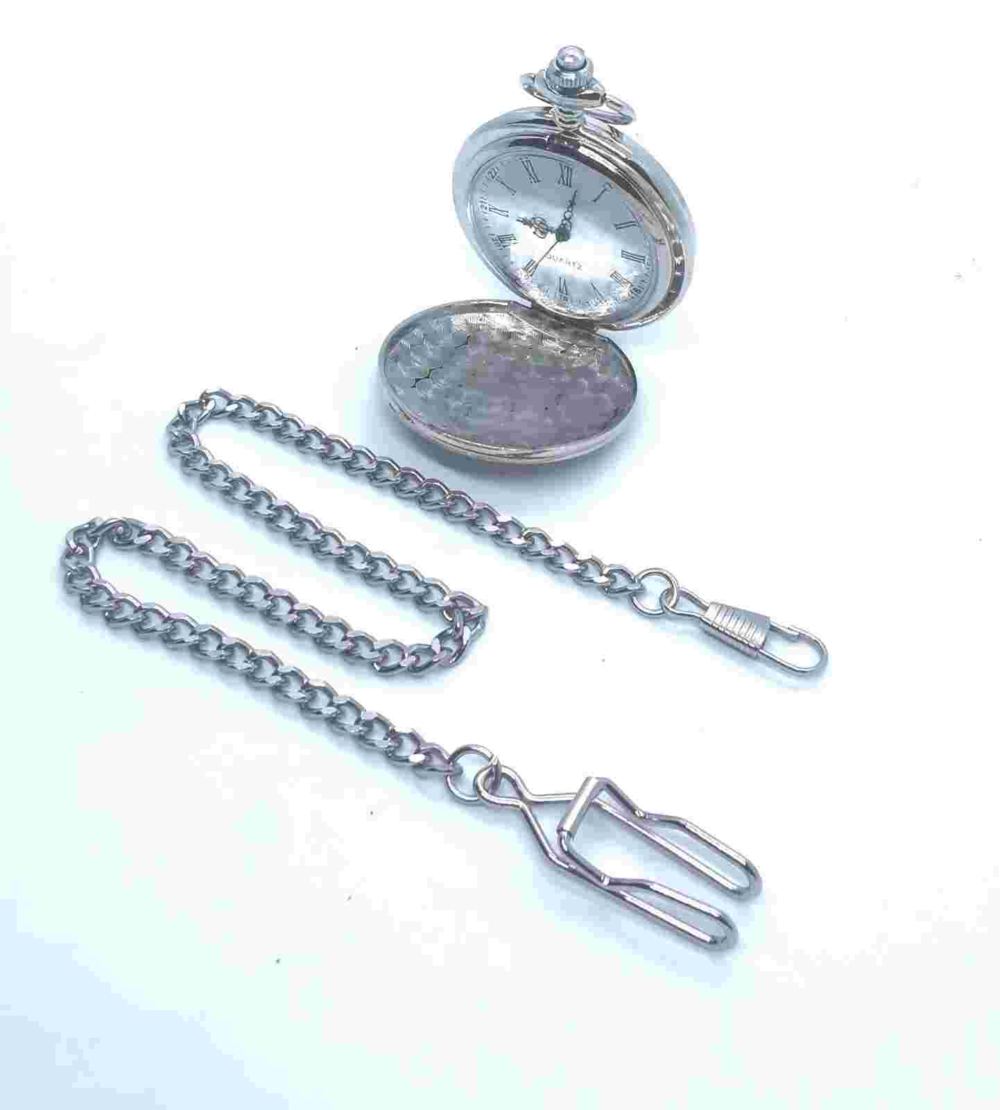 Lambretta SX200 Classic Smooth Steel Quartz Pocket Watch with Chain Li150 GP200