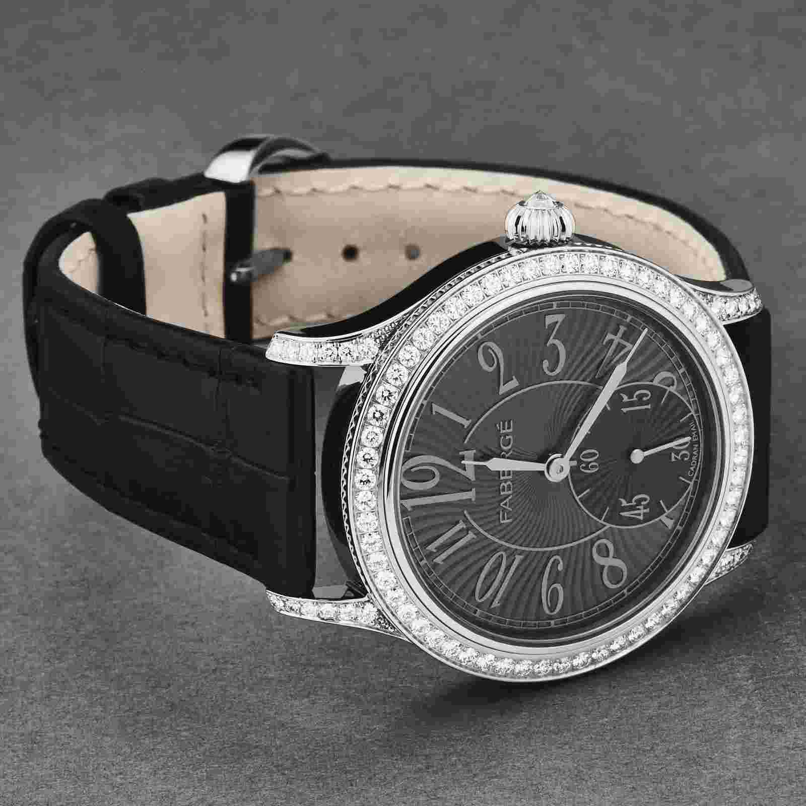 Faberge Women's 'Agathon' Black Dial Black Leather Strap Automatic Watch FAB-200