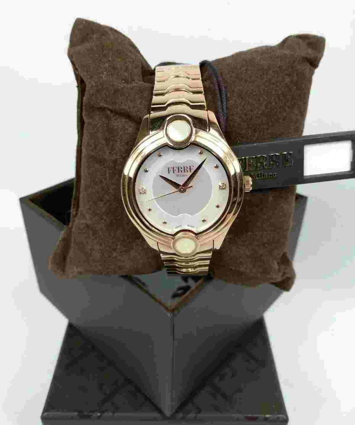 Ferre Milano Women's Watch Rose Gold Steel Mother Of Pearl Dial FM1L083M0051 NWT