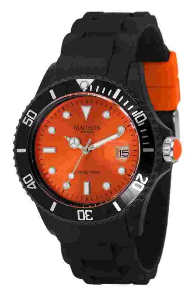 Madison New York Black Line Silicone Watch Colourful Ladies Rubber Multicoloured