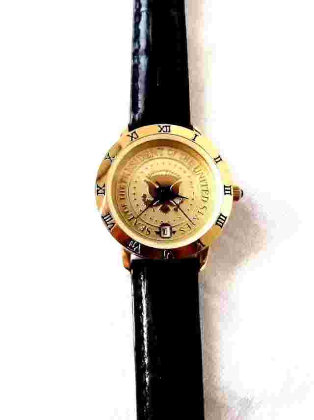 Trump Presidential Seal 18k gold plate Watch Timepiece Italian Leather